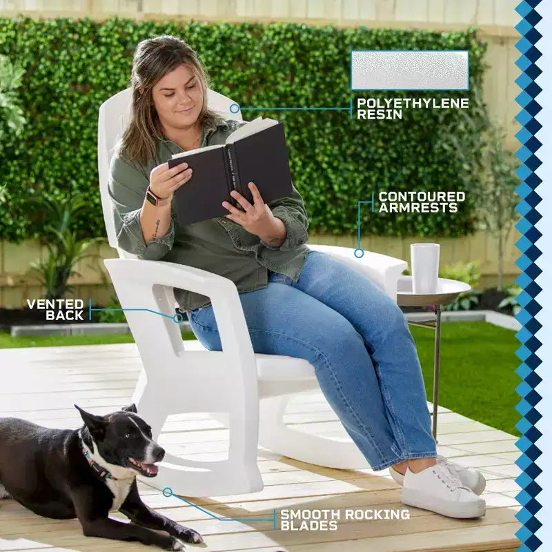 Fauteuil à bascule d'extérieur durable en résine plastique recyclée extra large Semco Plastics SEMTPE