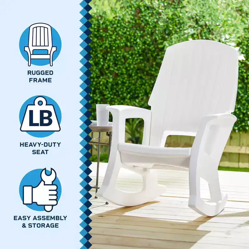 Fauteuil à bascule d'extérieur durable en résine plastique recyclée extra large Semco Plastics SEMTPE