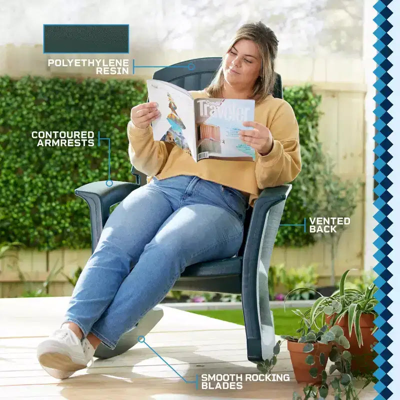 Fauteuil à bascule d'extérieur durable en résine plastique recyclée extra large Semco Plastics SEMTPE
