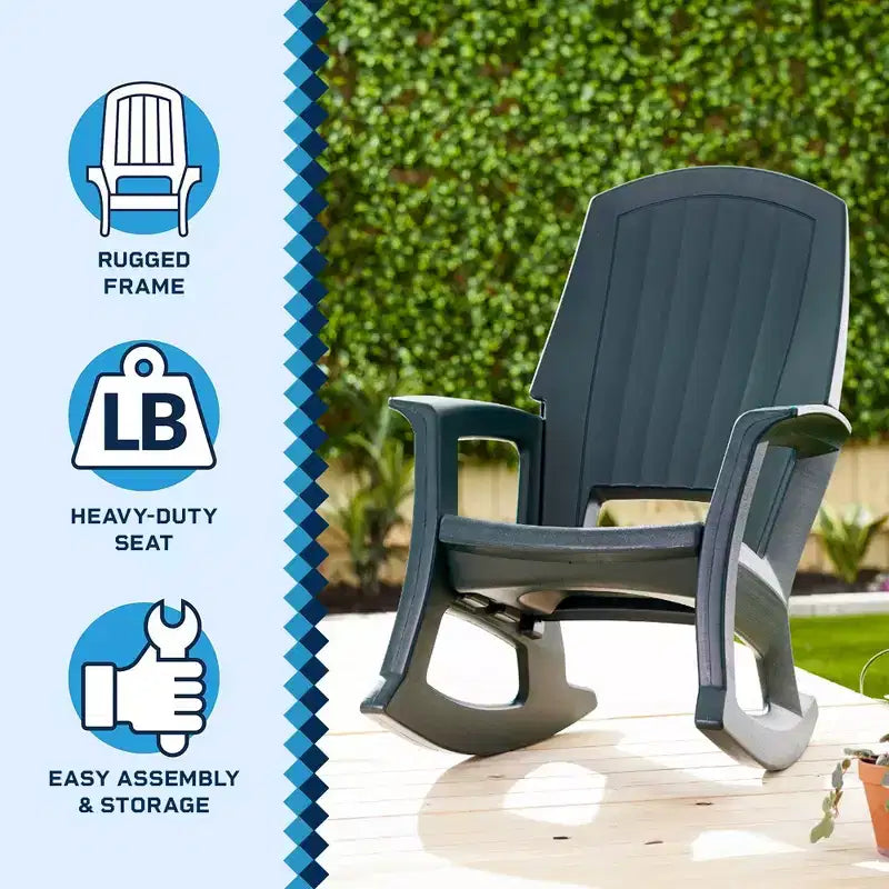 Fauteuil à bascule d'extérieur durable en résine plastique recyclée extra large Semco Plastics SEMTPE