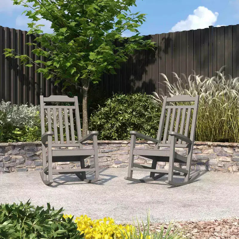 Merrick Lane Lot de 2 chaises à bascule en résine pour intérieur/extérieur