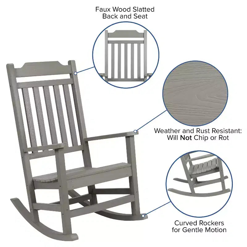 Merrick Lane Lot de 2 chaises à bascule en résine pour intérieur/extérieur