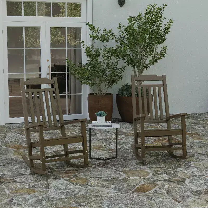 Merrick Lane Lot de 2 chaises à bascule en résine pour intérieur/extérieur