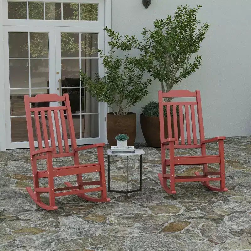 Merrick Lane Lot de 2 chaises à bascule en résine pour intérieur/extérieur