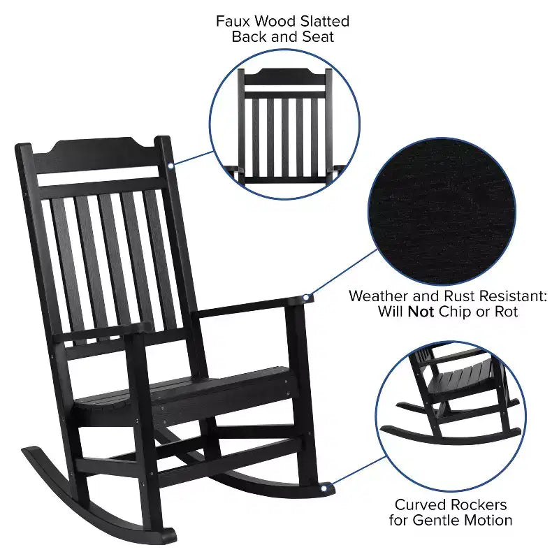 Merrick Lane Lot de 2 chaises à bascule en résine pour intérieur/extérieur