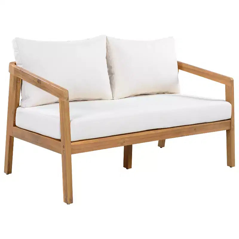 Christopher Knight Home Sunny Salon de jardin moderne 5 pièces en acacia avec table rectangulaire à lattes et 7 places