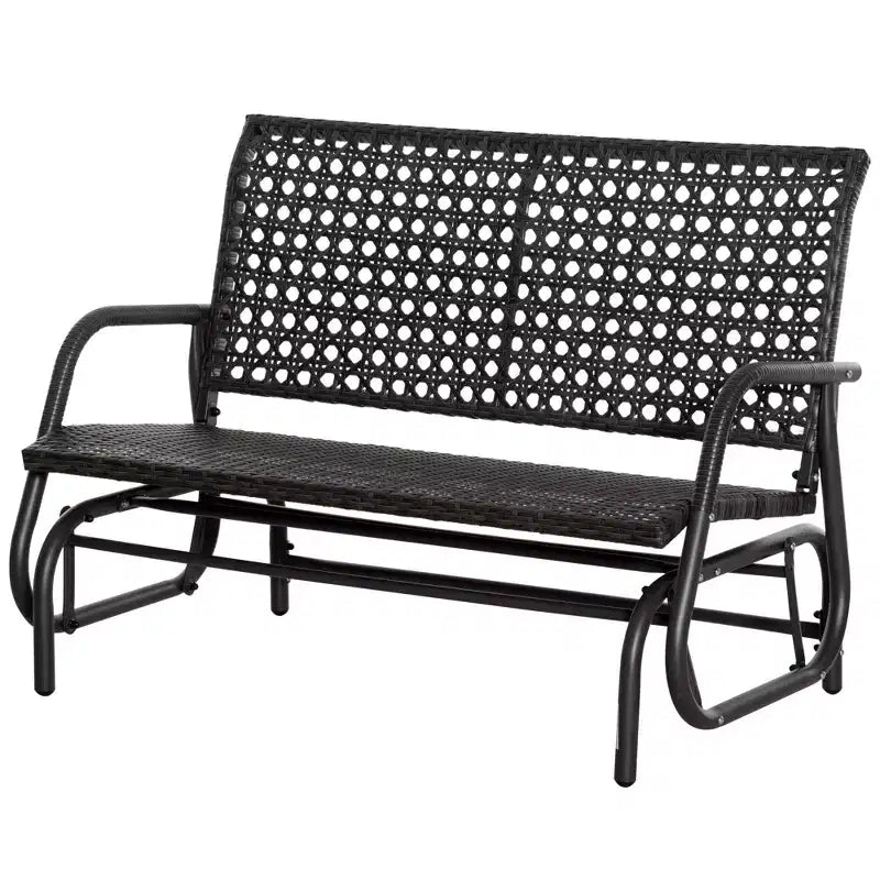 Banc balancelle Outsunny 2 places d'extérieur en osier, balançoire de jardin en rotin PE avec siège extra large et dossier incurvé, gris foncé