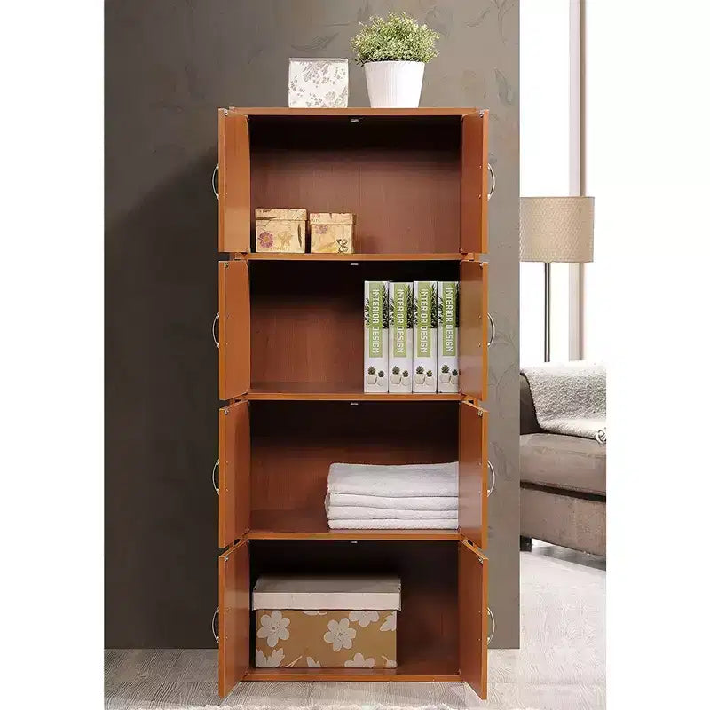 Hodedah HID44 Meuble de rangement multifonctionnel fermé à 8 portes pour la maison et le bureau, finition bois de hêtre