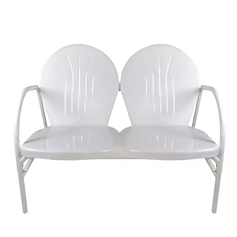 Northlight 47-Inch Outdoor Retro Tulip Steel Loveseat, White