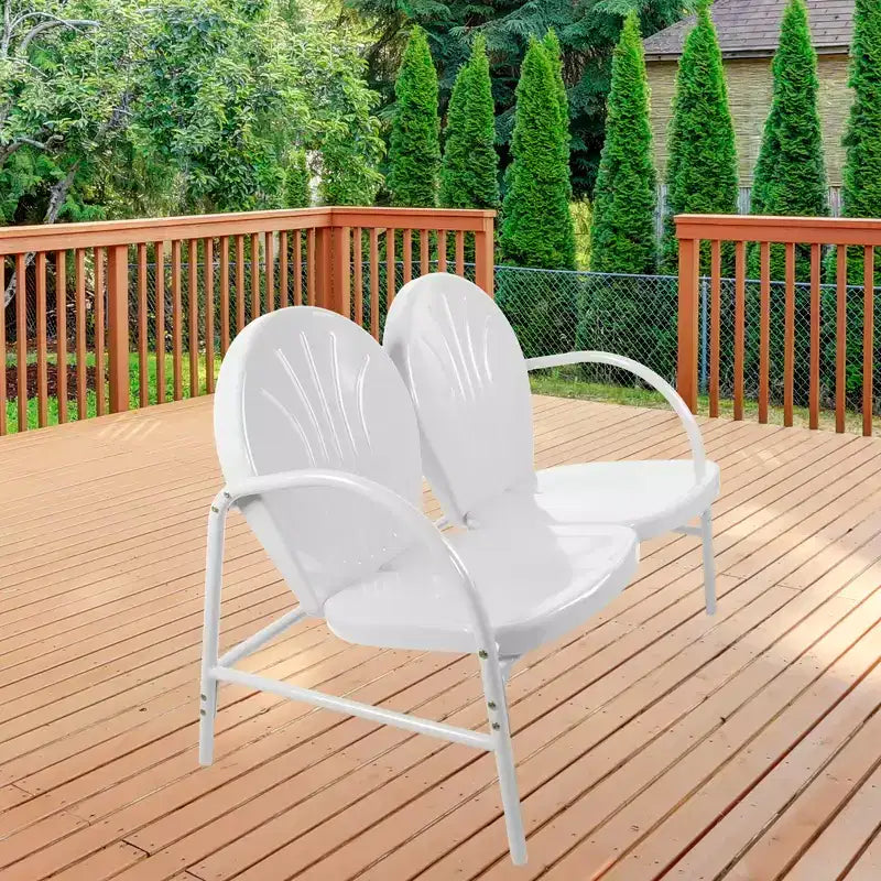 Causeuse tulipe rétro en acier Northlight de 47 po pour l'extérieur, blanche