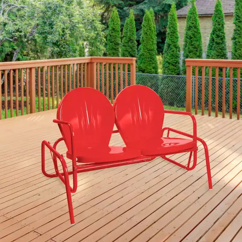 Chaise de patio biplace rétro en métal tulipe Northlight, rouge