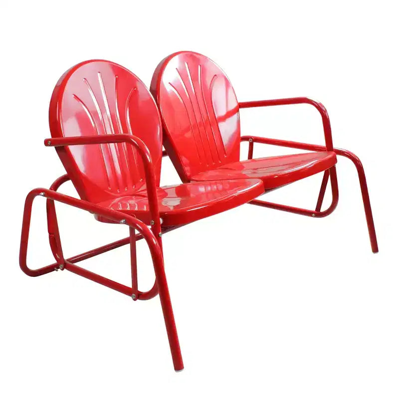 Chaise de patio biplace rétro en métal tulipe Northlight, rouge
