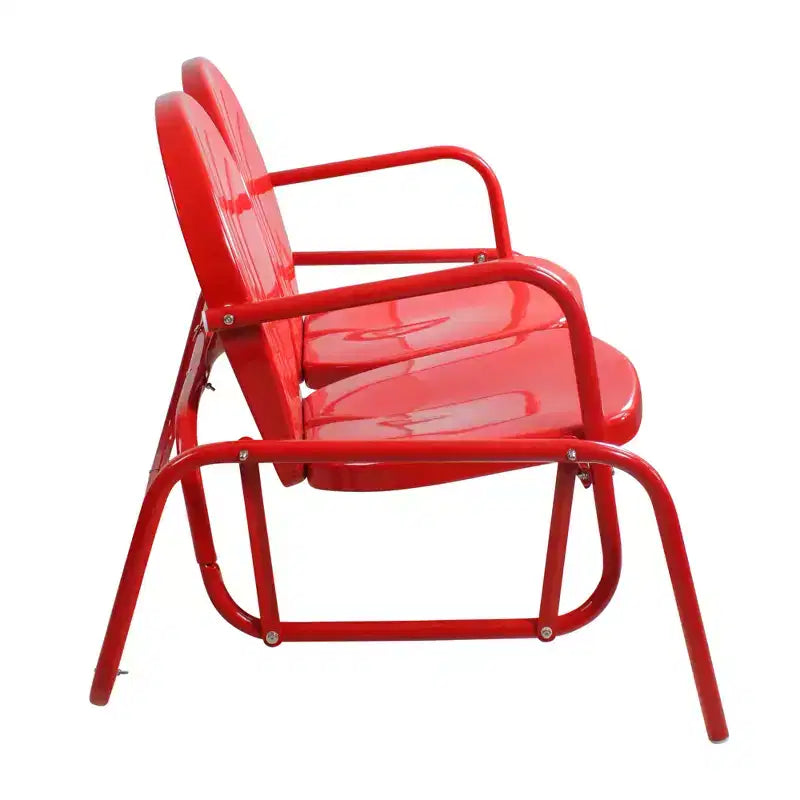 Chaise de patio biplace rétro en métal tulipe Northlight, rouge