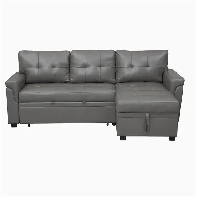 Canapé d'angle réversible convertible avec lit gigogne, méridienne de rangement et pieds durables
