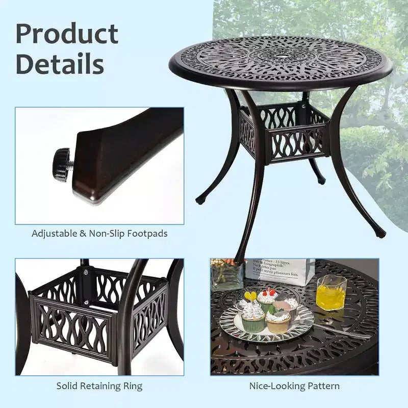 Costway Salon de jardin 5 pièces bistrot en fonte d'aluminium avec table ronde et chaises