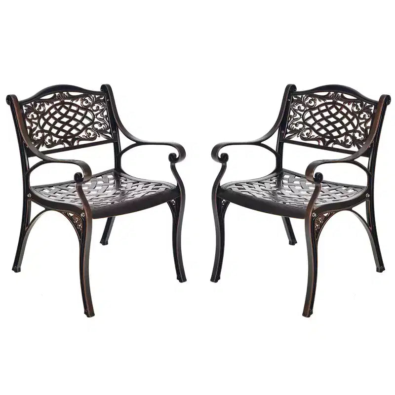 Costway Salon de jardin 5 pièces bistrot en fonte d'aluminium avec table ronde et chaises