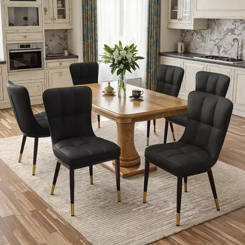 Bekrvio Lot de 6 chaises de salle à manger, modernes, rembourrées, en similicuir, avec haut dossier, pieds en métal, chaises de cuisine sans accoudoirs pour salon et salle à manger