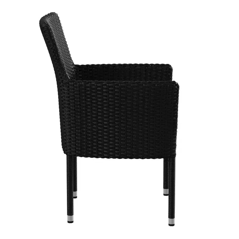 Emma et Oliver, ensemble de 4 chaises de patio modernes en osier avec coussins amovibles pour l'intérieur et l'extérieur