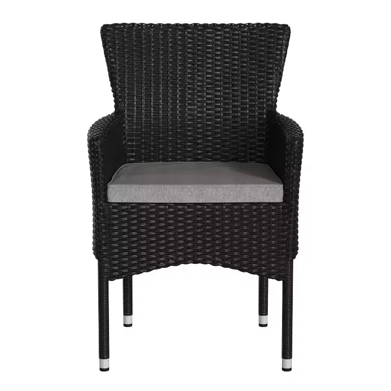 Emma et Oliver, ensemble de 4 chaises de patio modernes en osier avec coussins amovibles pour l'intérieur et l'extérieur
