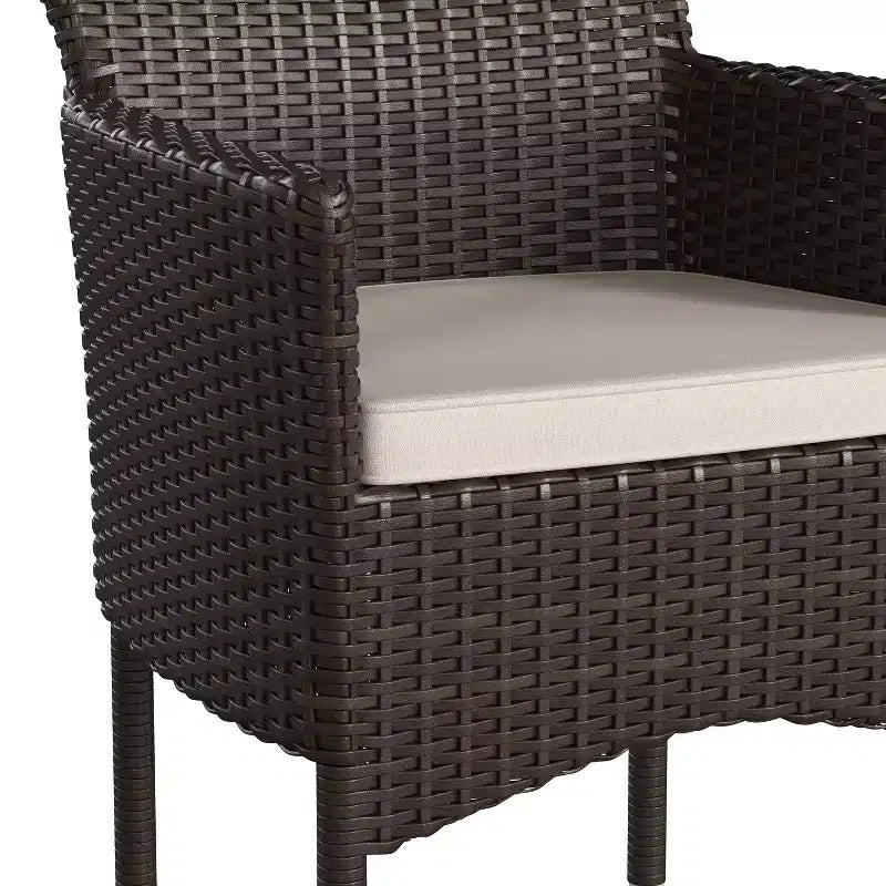Emma et Oliver, ensemble de 4 chaises de patio modernes en osier avec coussins amovibles pour l'intérieur et l'extérieur