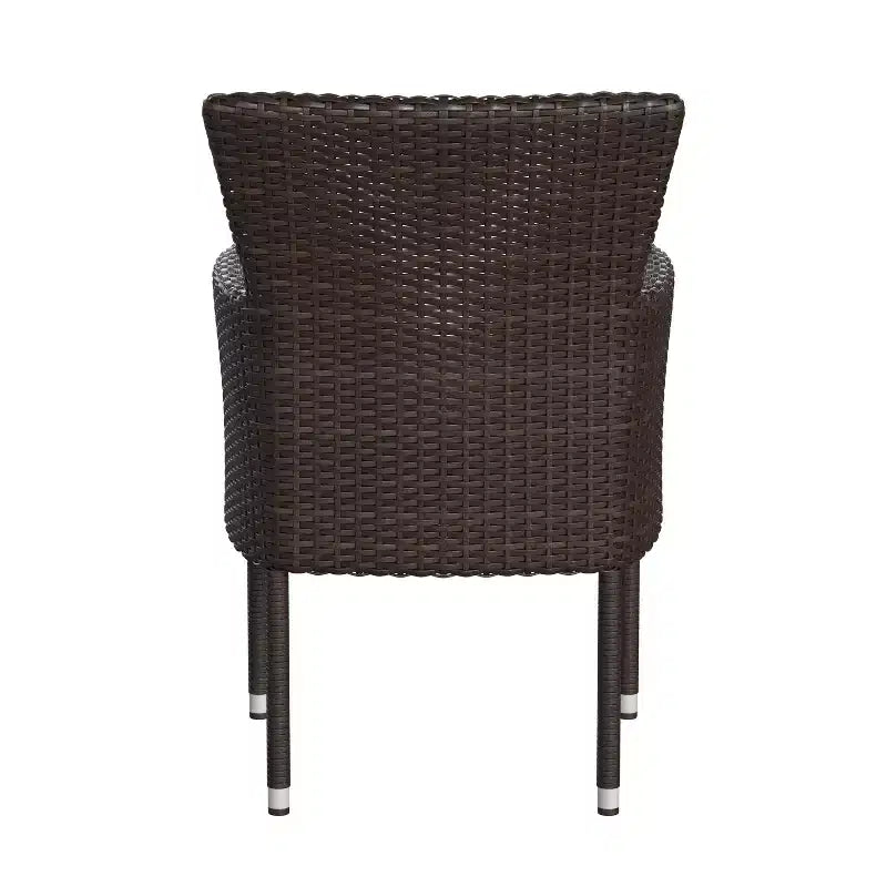 Emma et Oliver, ensemble de 4 chaises de patio modernes en osier avec coussins amovibles pour l'intérieur et l'extérieur
