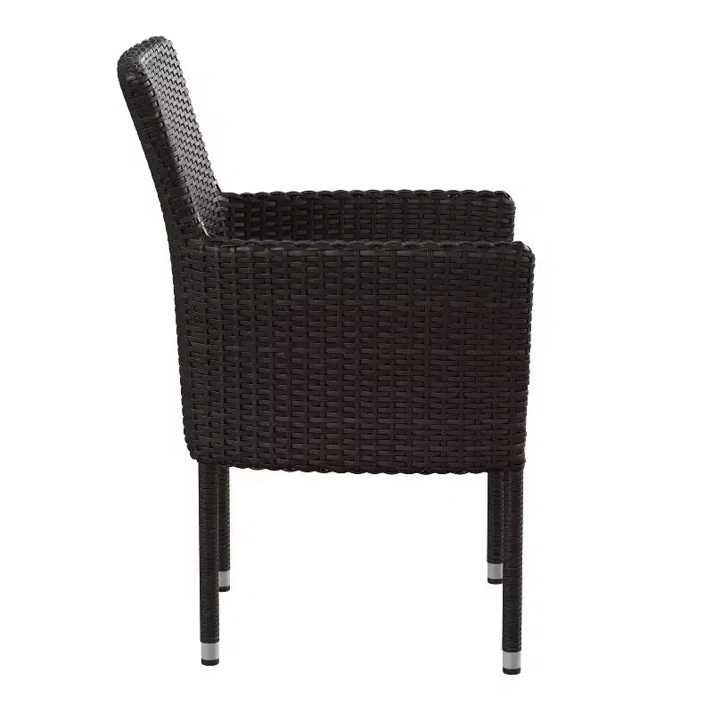 Emma et Oliver, ensemble de 4 chaises de patio modernes en osier avec coussins amovibles pour l'intérieur et l'extérieur