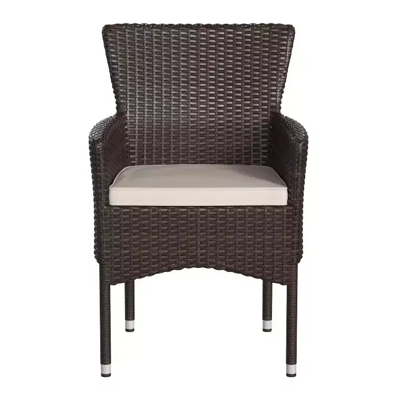 Emma et Oliver, ensemble de 4 chaises de patio modernes en osier avec coussins amovibles pour l'intérieur et l'extérieur