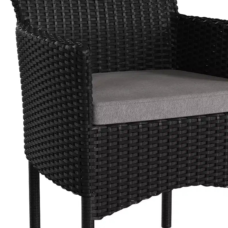 Emma et Oliver, ensemble de 4 chaises de patio modernes en osier avec coussins amovibles pour l'intérieur et l'extérieur