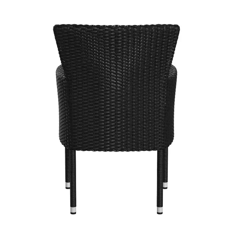 Emma et Oliver, ensemble de 4 chaises de patio modernes en osier avec coussins amovibles pour l'intérieur et l'extérieur