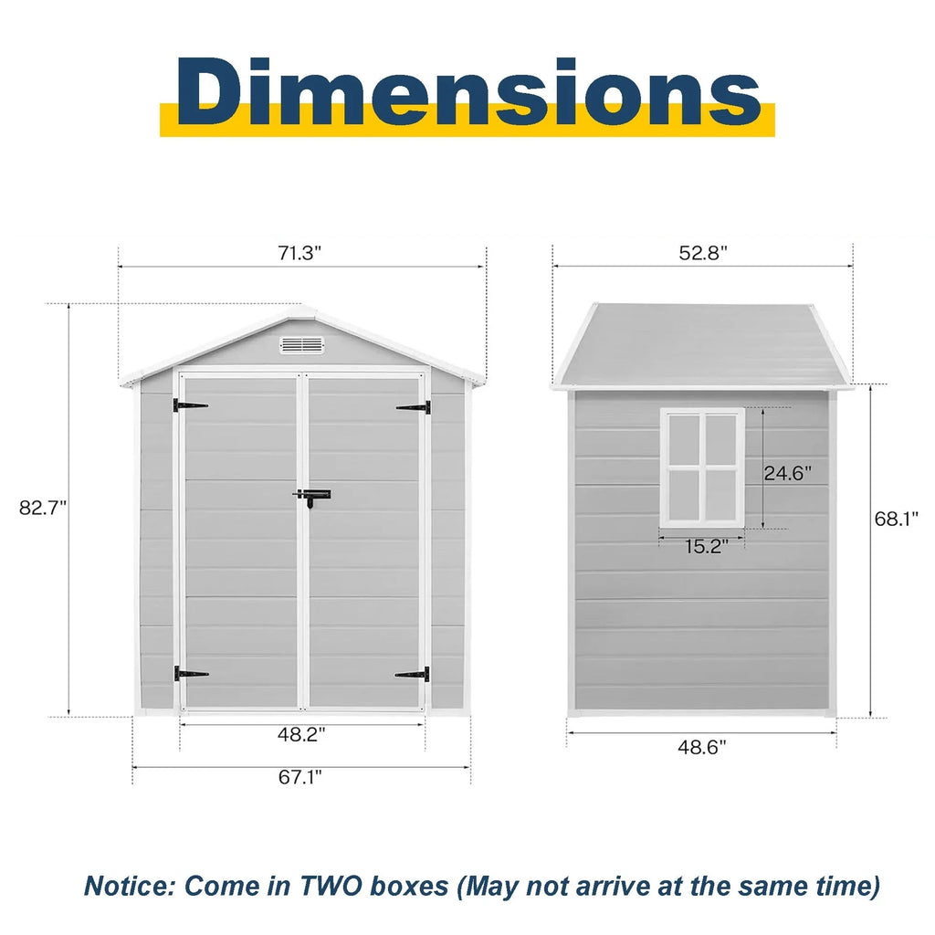 Abri de jardin en résine toutes saisons avec plancher, 1,8 m x 1,2 m/1,8 m x 2,4 m/2,4 m x 1,8 m/2,4 m x 3 m, Spire Tool Shed