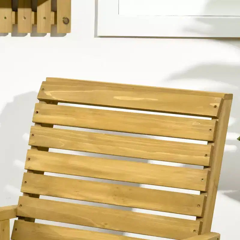 Chaise à bascule d'extérieur en bois Outsunny, bascule en bois à lattes traditionnelle avec accoudoirs pour l'intérieur et l'extérieur, marron clair