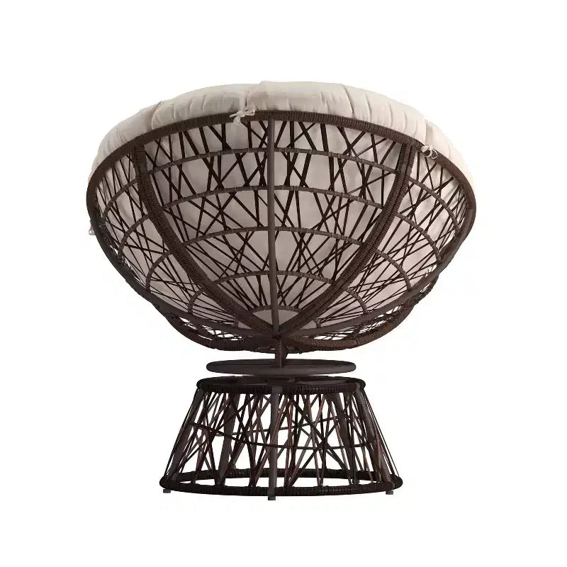 Fauteuil de patio pivotant en osier tressé de style Papasan Merrick Lane avec coussin amovible toutes saisons