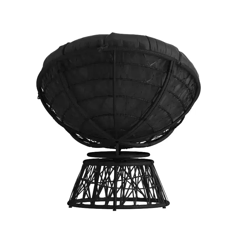 Fauteuil de patio pivotant en osier tressé de style Papasan Merrick Lane avec coussin amovible toutes saisons