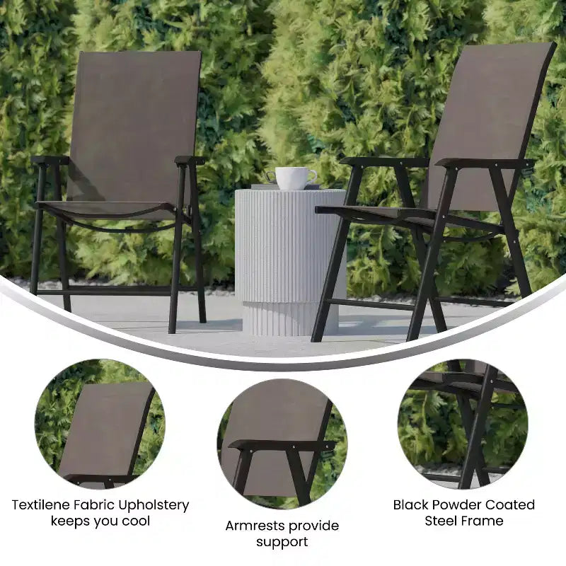 Flash Furniture Paladin Lot de 2 chaises pliantes d'extérieur en toile pour patio