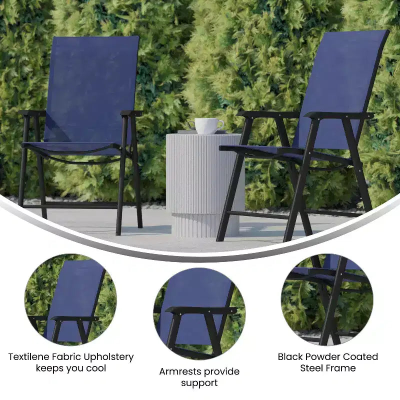 Flash Furniture Paladin Lot de 2 chaises pliantes d'extérieur en toile pour patio