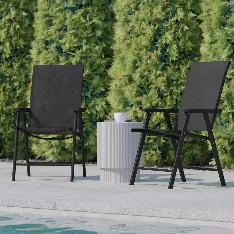 Flash Furniture Paladin Lot de 2 chaises pliantes d'extérieur en toile pour patio