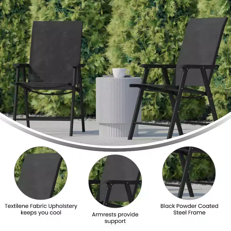 Flash Furniture Paladin Lot de 2 chaises pliantes d'extérieur en toile pour patio