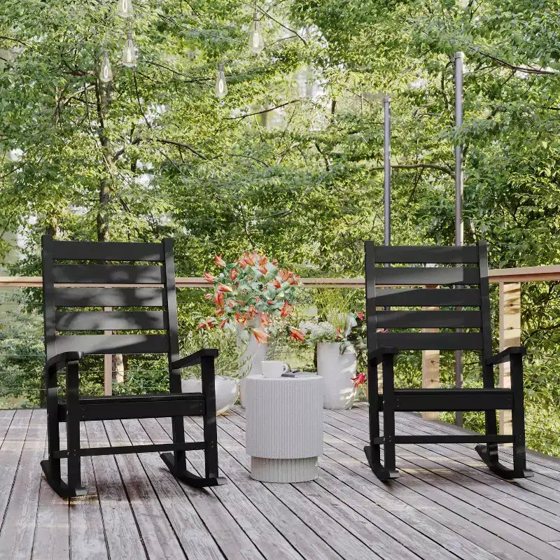 Flash Furniture Manchester - Lot de 2 fauteuils à bascule contemporains, à bascule tout temps en PEHD pour l'intérieur et l'extérieur