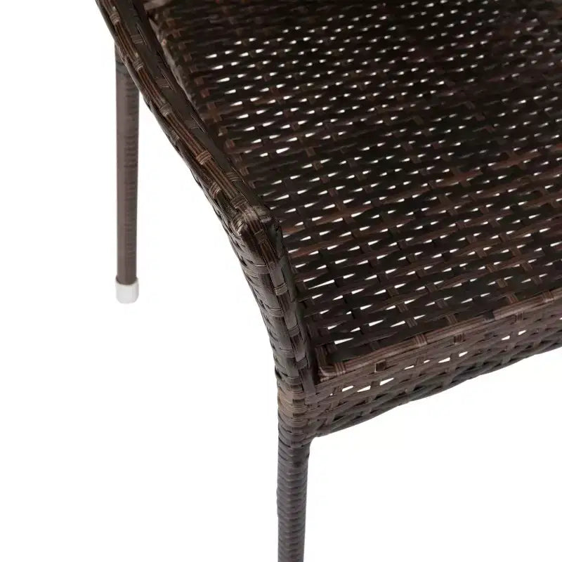Chaises de salle à manger empilables Emma et Oliver toutes saisons, intérieures/extérieures, avec cadre en acier et rotin PE résistant aux intempéries