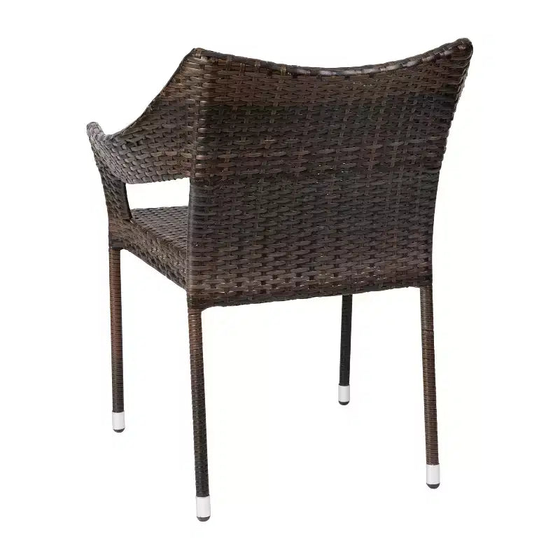 Chaises de salle à manger empilables Emma et Oliver toutes saisons, intérieures/extérieures, avec cadre en acier et rotin PE résistant aux intempéries