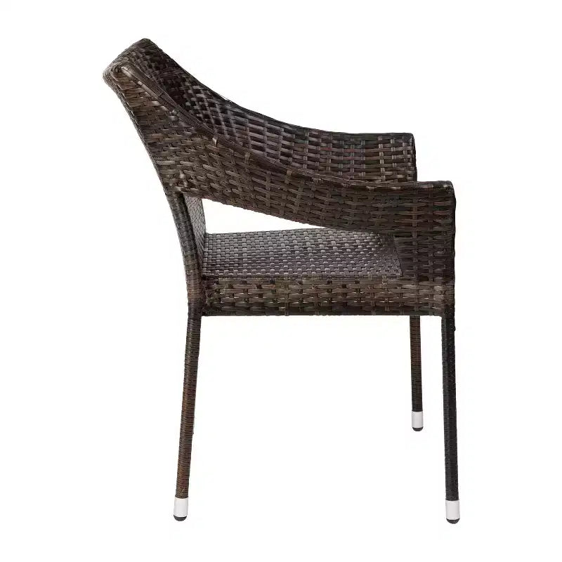 Chaises de salle à manger empilables Emma et Oliver toutes saisons, intérieures/extérieures, avec cadre en acier et rotin PE résistant aux intempéries