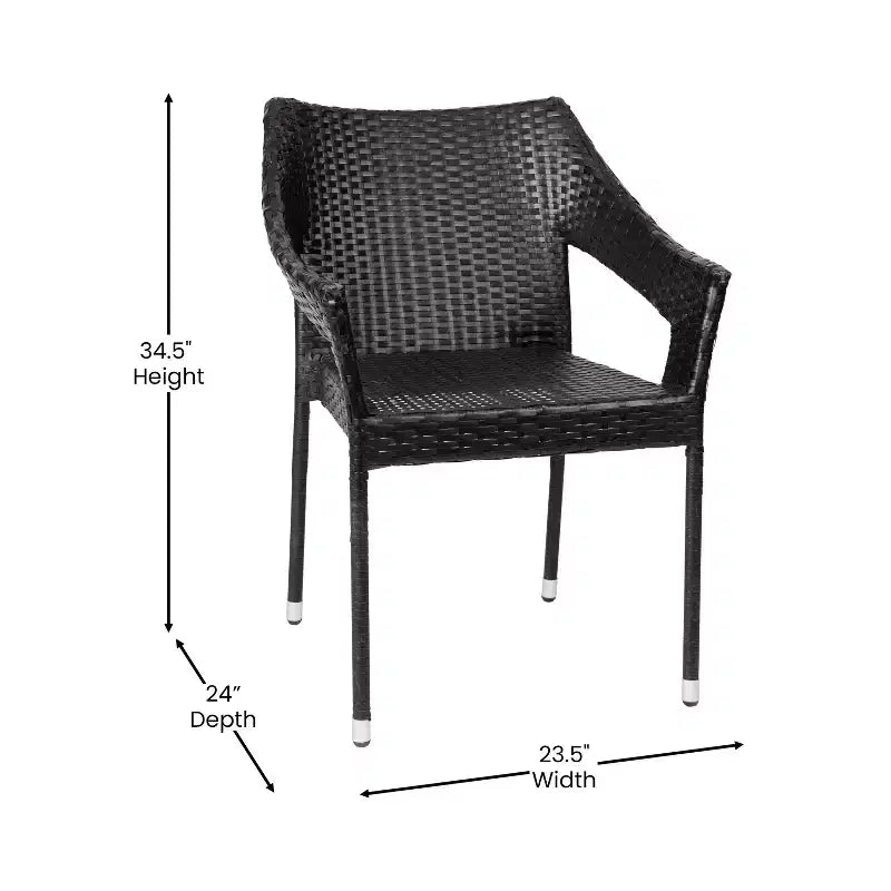 Chaises de salle à manger empilables Emma et Oliver toutes saisons, intérieures/extérieures, avec cadre en acier et rotin PE résistant aux intempéries