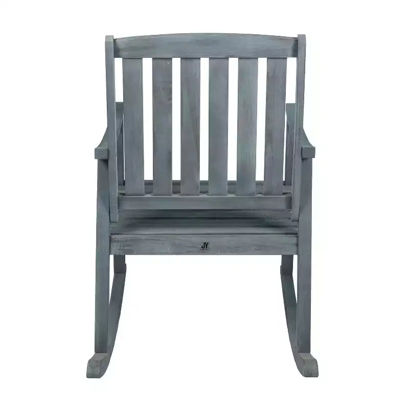 Fauteuil à bascule d'extérieur en bois d'acacia avec dossier à lattes Penny Classic - JONATHAN Y