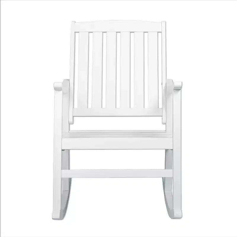 Fauteuil à bascule d'extérieur en bois d'acacia avec dossier à lattes Penny Classic - JONATHAN Y