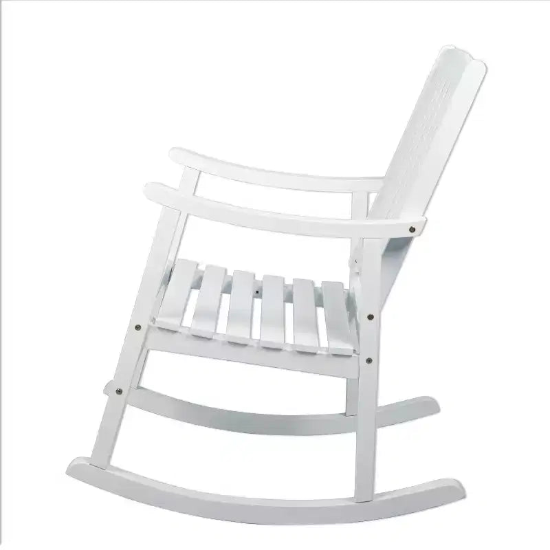 Fauteuil à bascule d'extérieur en bois d'acacia avec dossier à lattes Penny Classic - JONATHAN Y