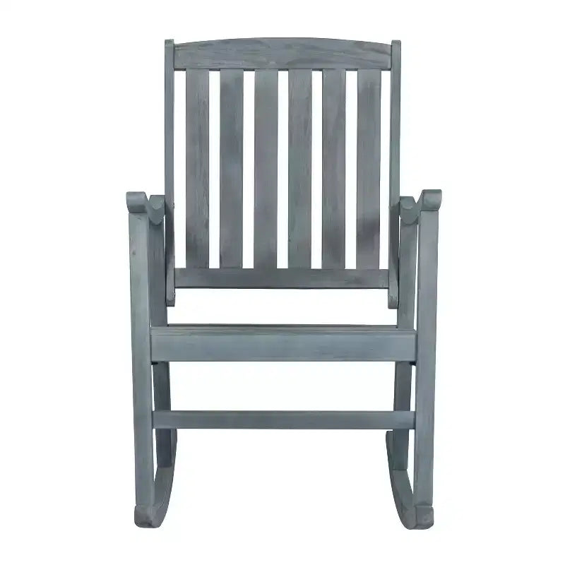Fauteuil à bascule d'extérieur en bois d'acacia avec dossier à lattes Penny Classic - JONATHAN Y