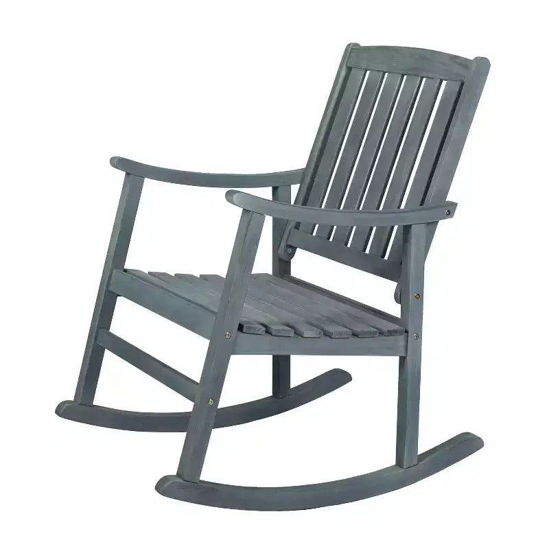 Penny Classic Slat-Back Acacia Wood Patio Outdoor Rocking Chair - JONATHAN Y