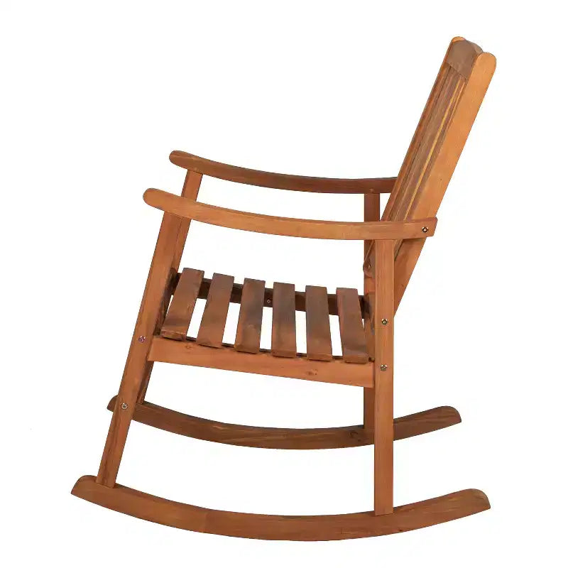 Paire de chaises à bascule d'extérieur Perry Classic en bois d'acacia avec dossier à lattes - JONATHAN Y