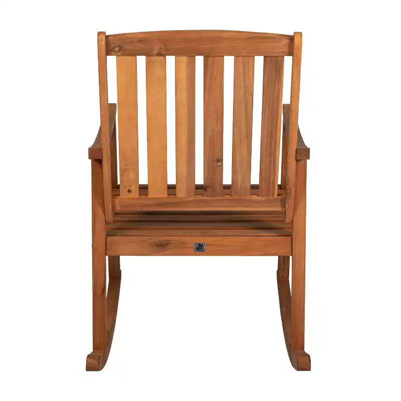 Paire de chaises à bascule d'extérieur Perry Classic en bois d'acacia avec dossier à lattes - JONATHAN Y