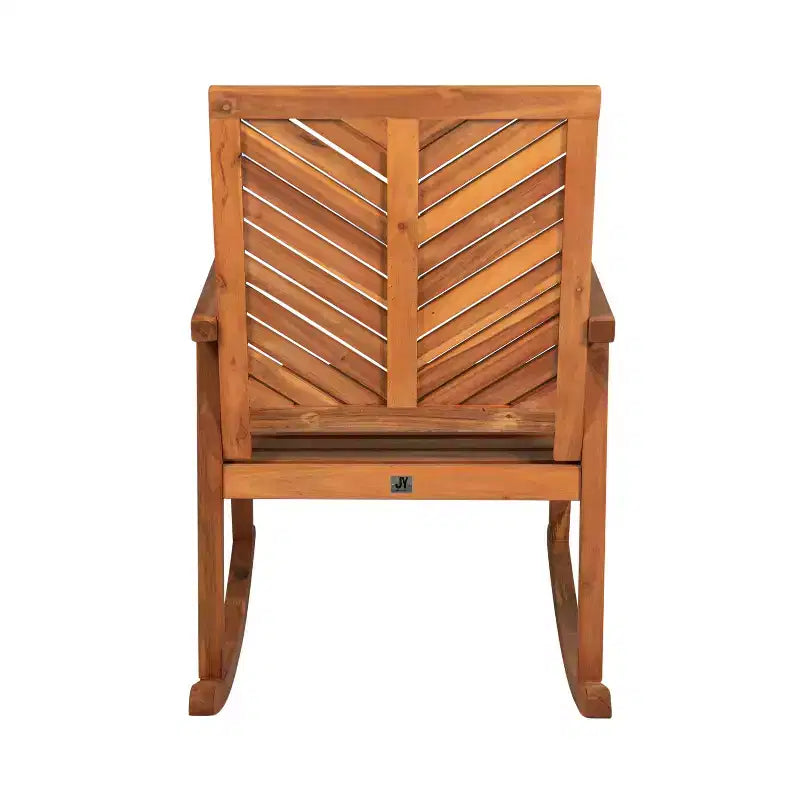JONATHAN Y Chaise à Bascule d'Extérieur Moderne Chevron-Back en Bois d'Acacia 300 lbs
